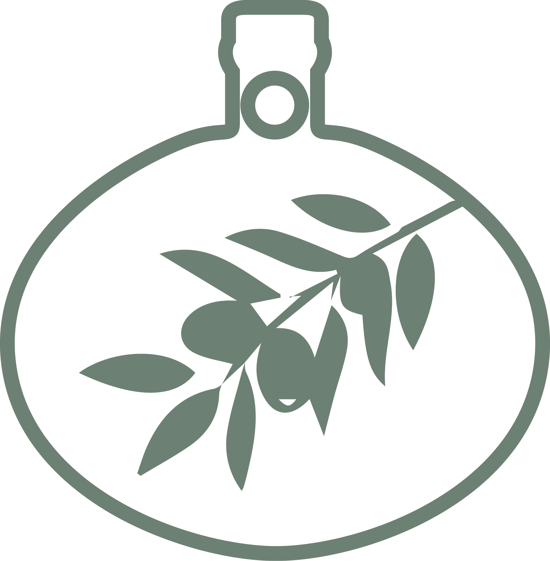 Olive oil bottle icon with an olive branch