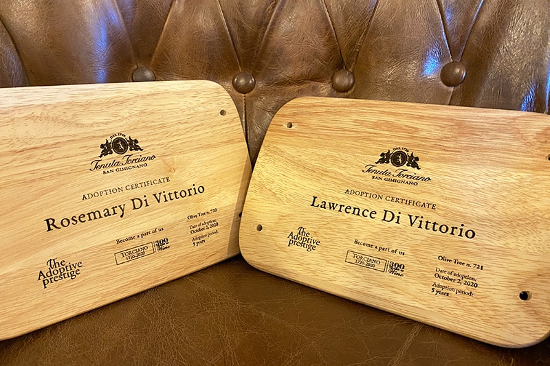Two personalised wooden adoption plaques